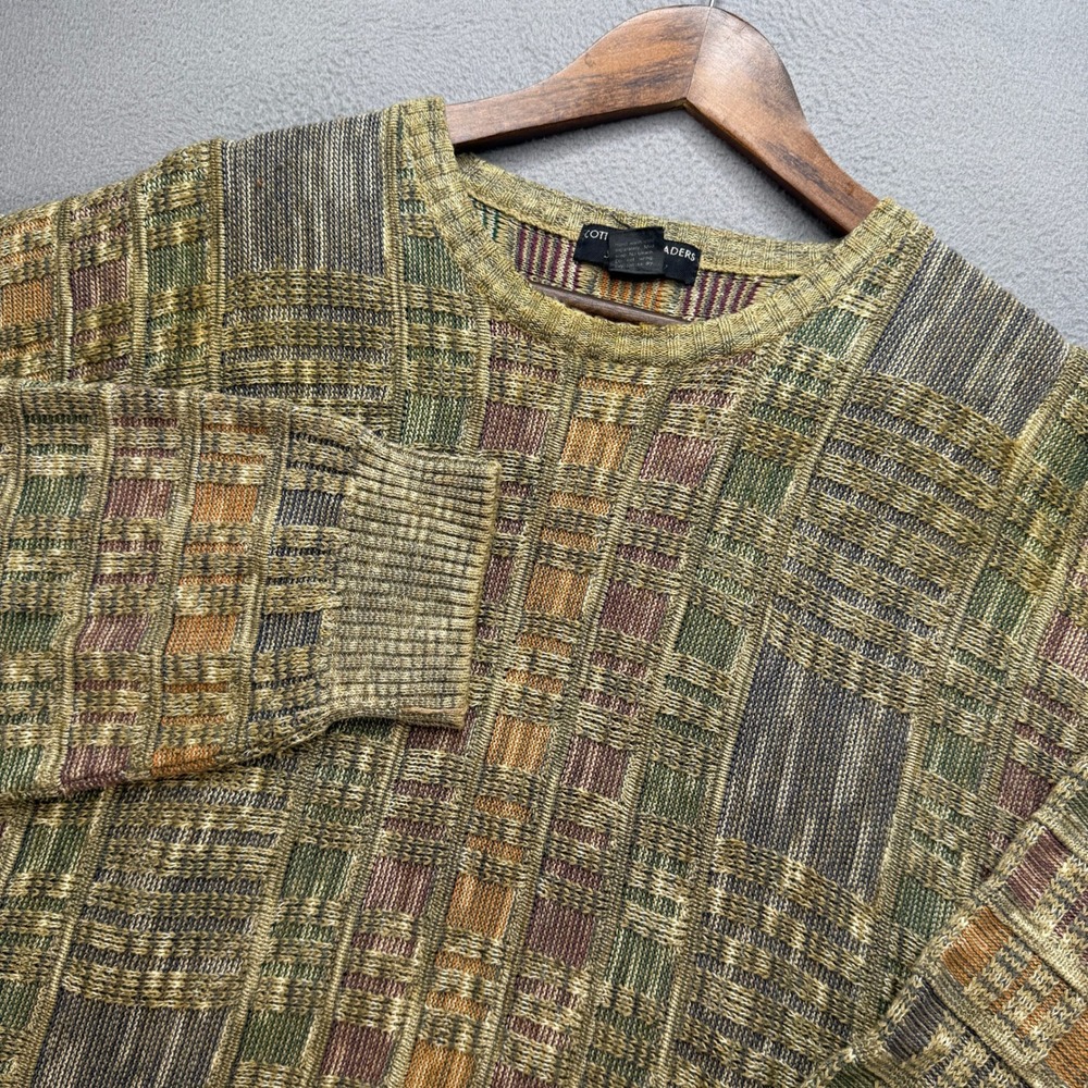 Cotton Traders Crewneck Sweater Mens XL Multicolor Cotton Acrylic Textured Knit
